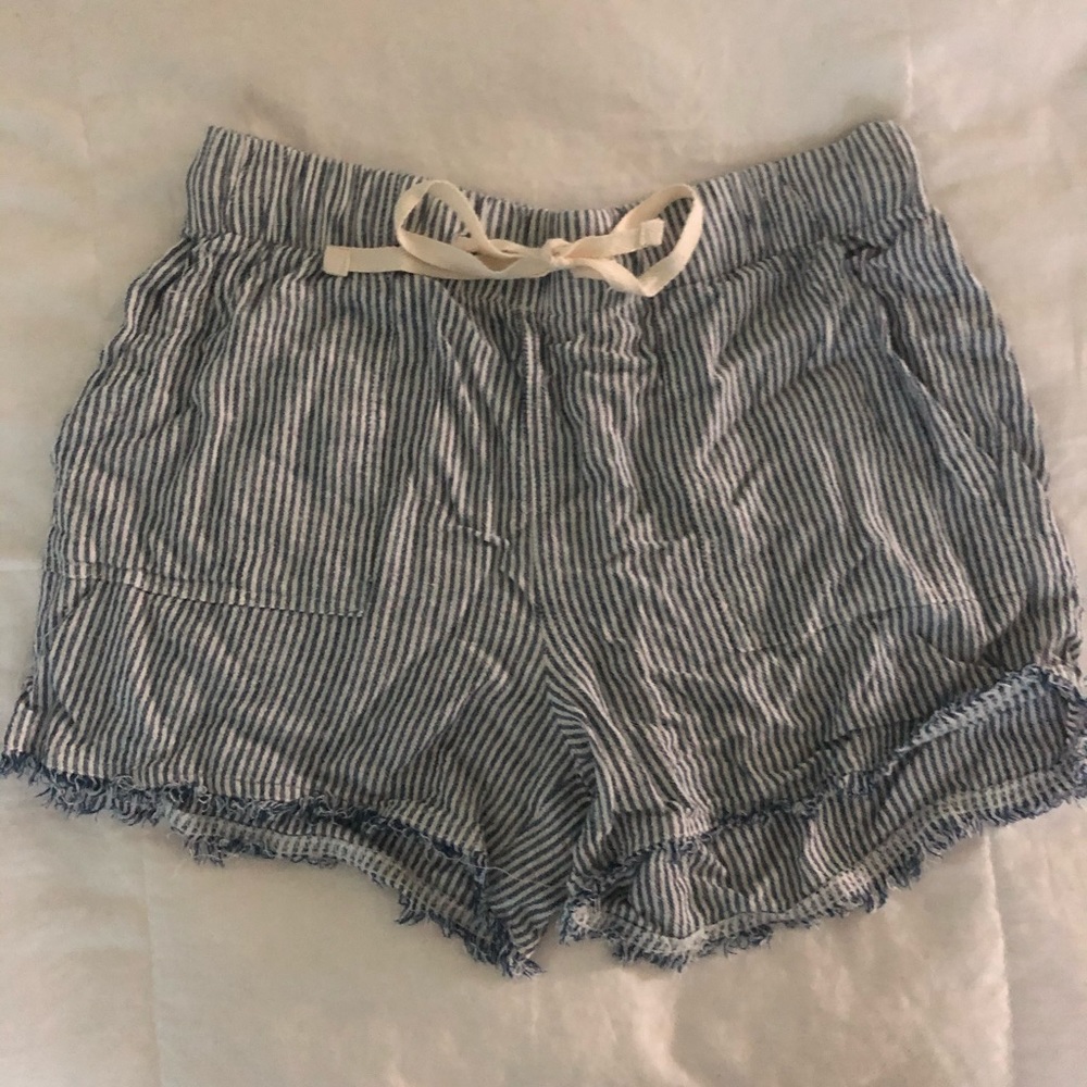 blue and white shorts